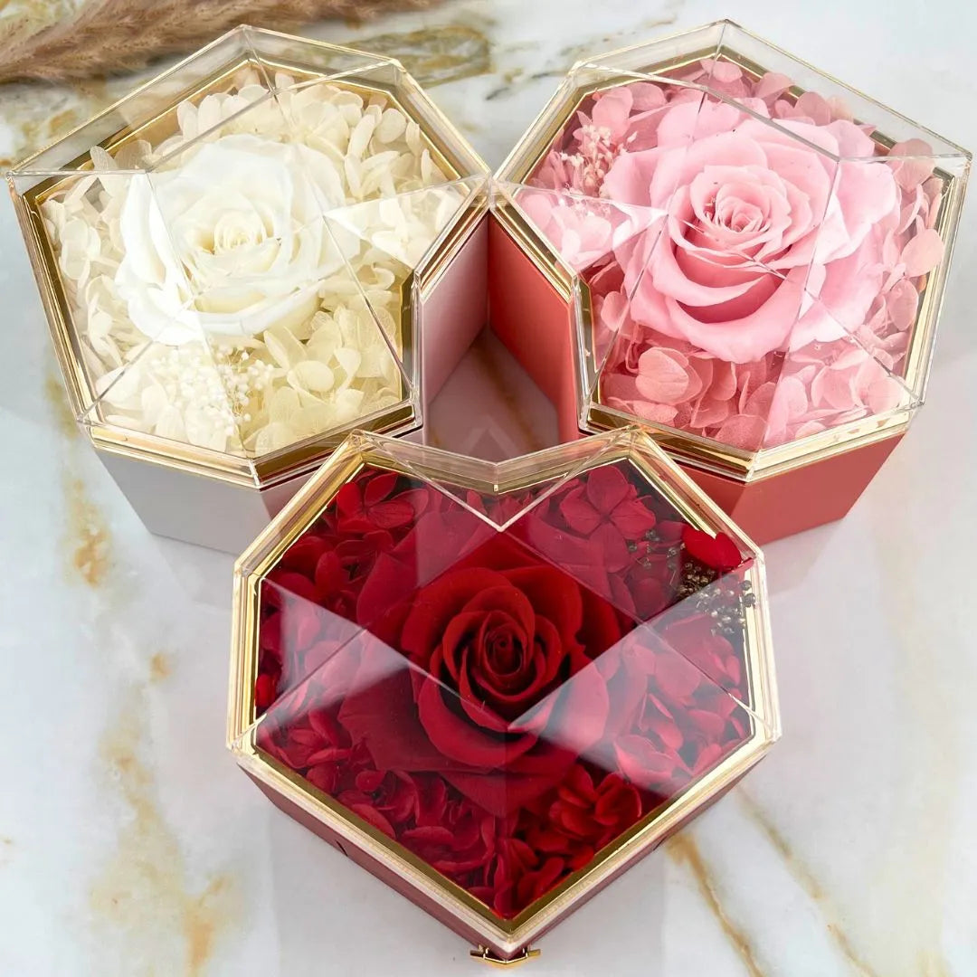 Coffret Rose Éternelle & Ensemble Cœur Éternel