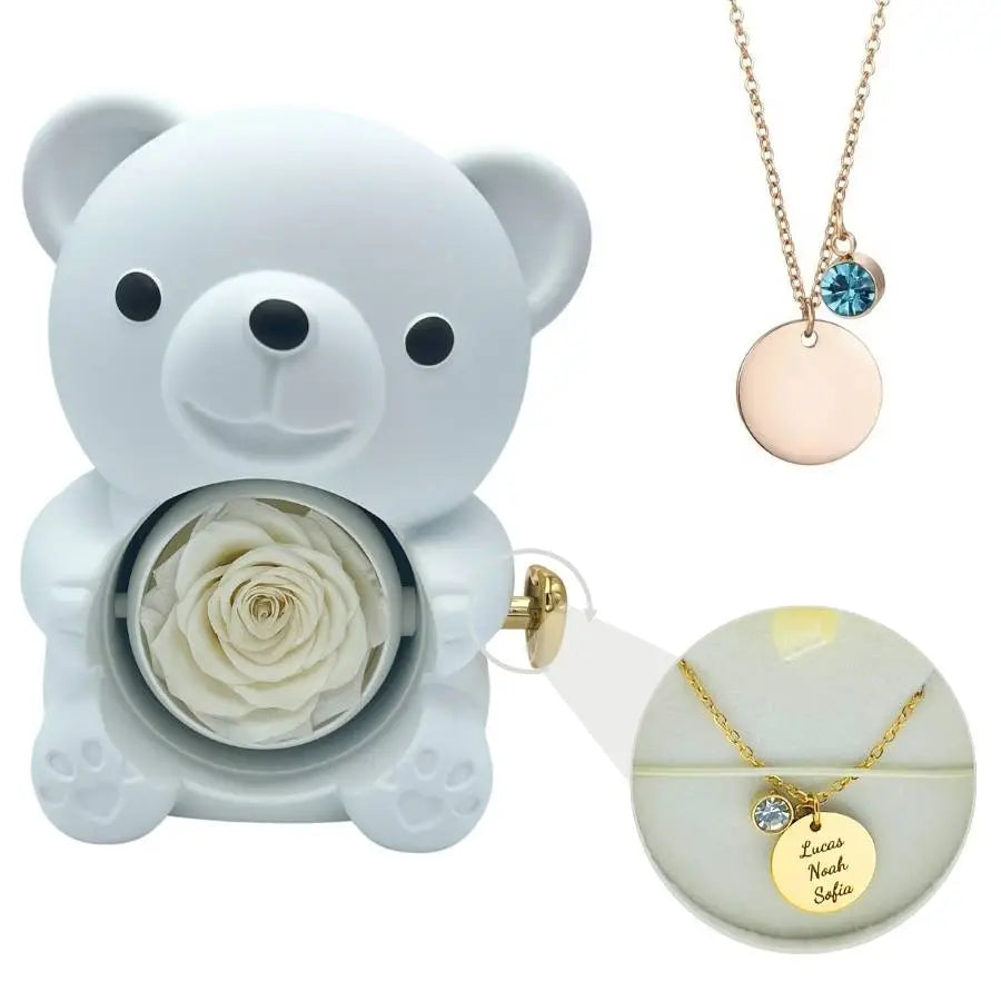 Milona™ Eternal Bear & Personalized Disc Necklace