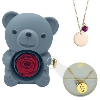 Milona™ Eternal Bear & Personalized Disc Necklace