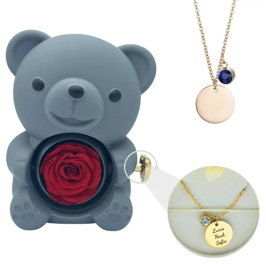 Milona™ Eternal Bear & Personalized Disc Necklace