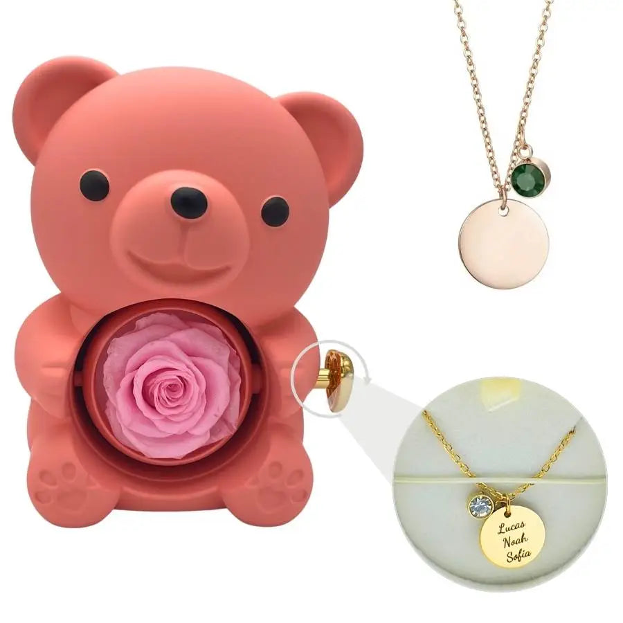 Milona™ Eternal Bear & Personalized Disc Necklace