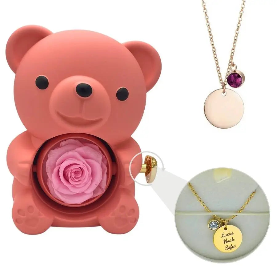 Milona™ Eternal Bear & Personalized Disc Necklace