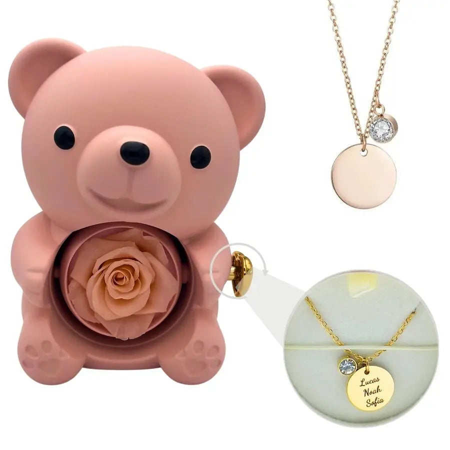 Milona™ Eternal Bear & Personalized Disc Necklace