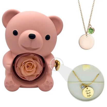 Milona™ Eternal Bear & Personalized Disc Necklace