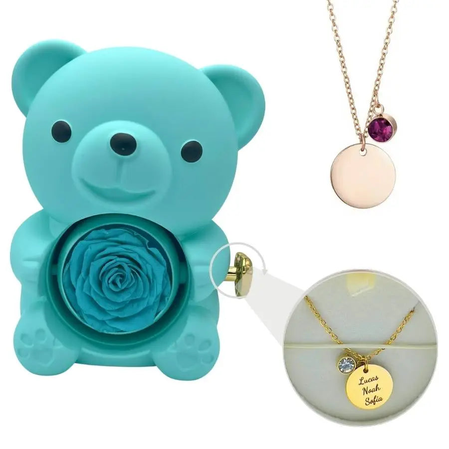 Milona™ Eternal Bear & Personalized Disc Necklace