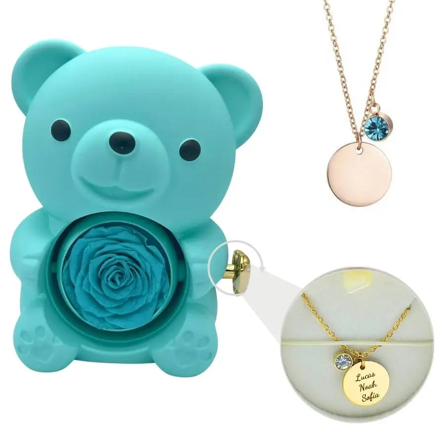 Milona™ Eternal Bear & Personalized Disc Necklace