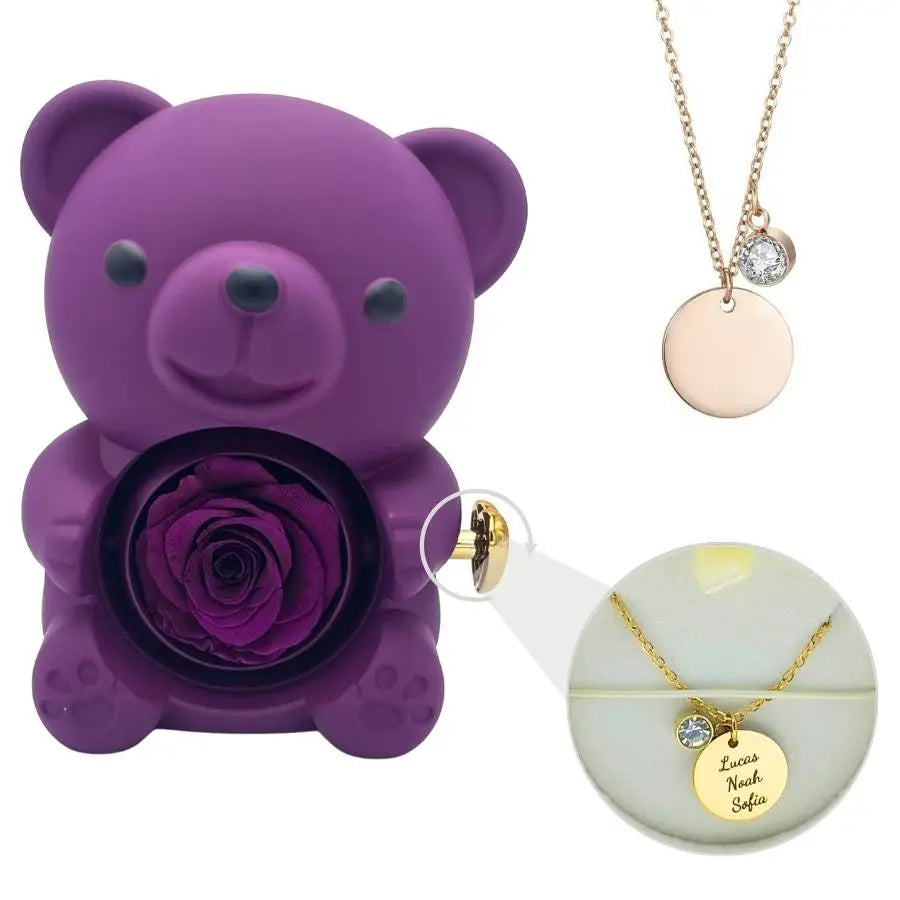 Milona™ Eternal Bear & Personalized Disc Necklace