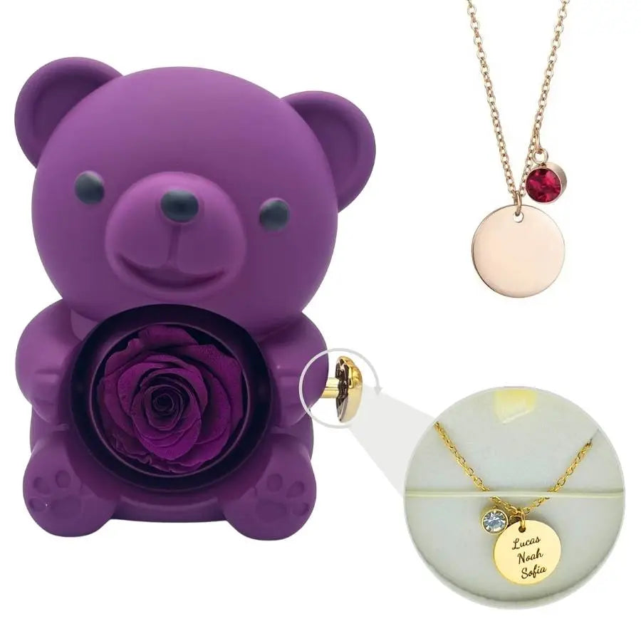 Milona™ Eternal Bear & Personalized Disc Necklace