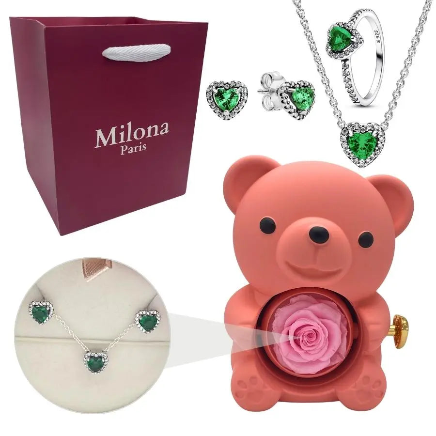 Milona™ Oso eterno y Collar Corazón Eterno