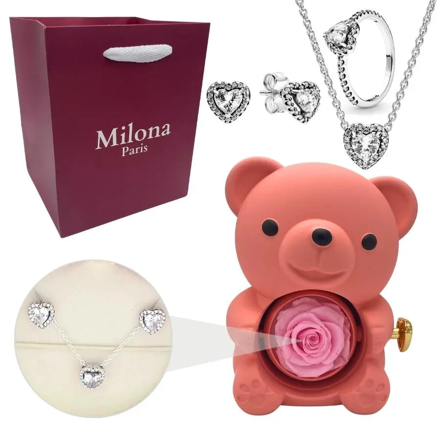 Milona™ Oso eterno y Collar Corazón Eterno