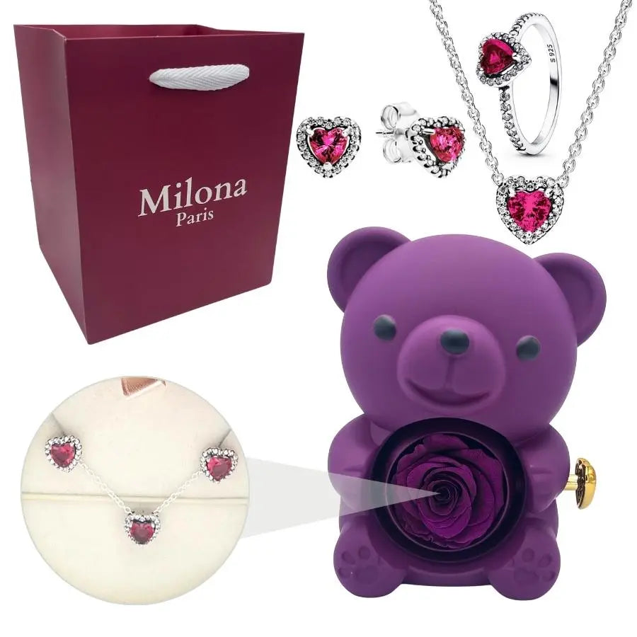 Milona™ Oso eterno y Collar Corazón Eterno