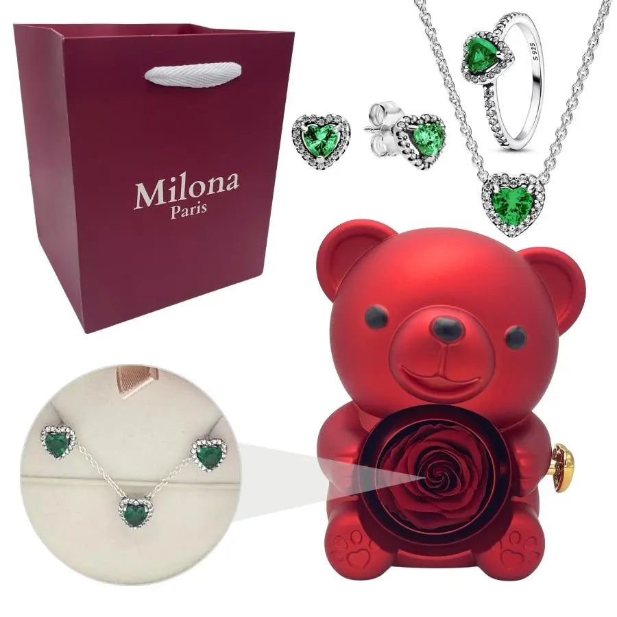 Milona™ Oso eterno y Collar Corazón Eterno