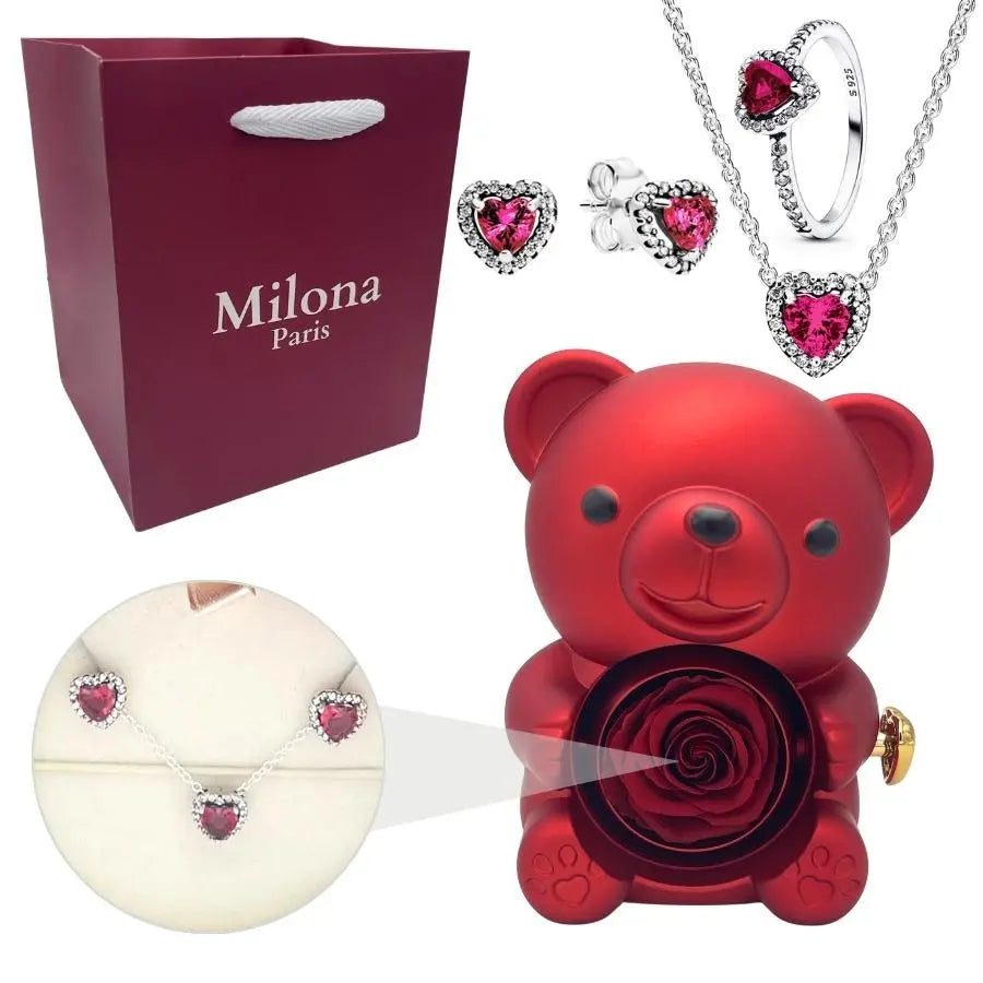 Milona™ Oso eterno y Collar Corazón Eterno