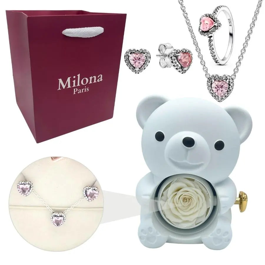 Milona™ Oso eterno y Collar Corazón Eterno