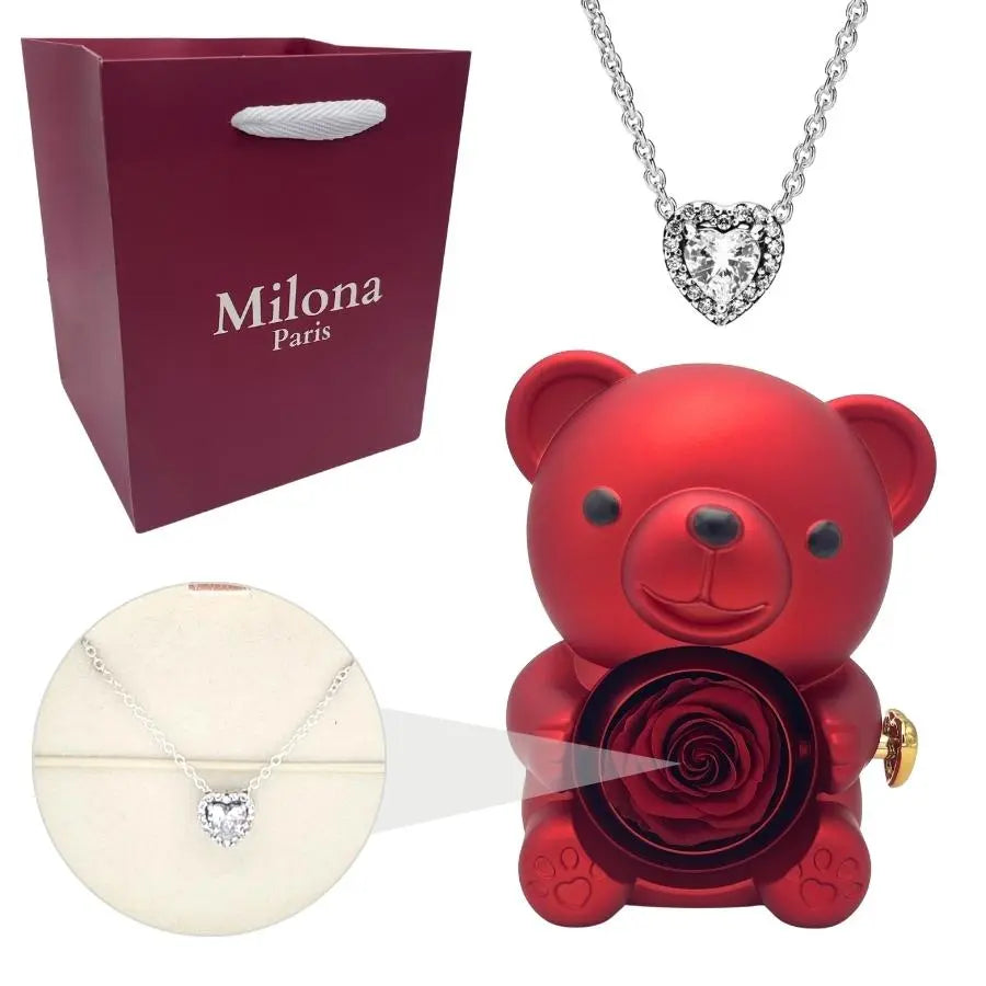 Milona™ Oso eterno y Collar Corazón Eterno