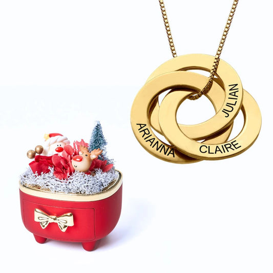 Caja Navidad Eterno & Collar Personalizado Anillos Rusos