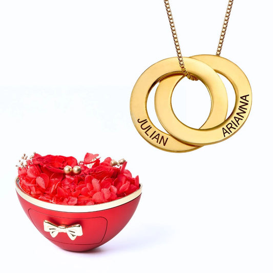 Coffret Fidélité Éternelle et Collier Personnalisé Anneaux Russes