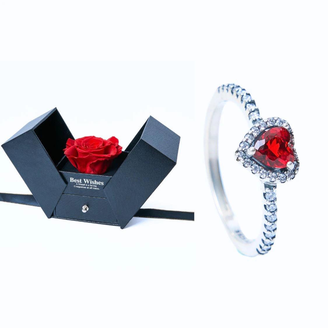Ewige Geschenkbox & Roter Ewiger Herzring