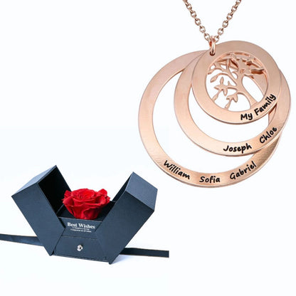 Ewige Geschenkbox & Lebensbaum Personalisierte Halskette