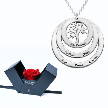 Ewige Geschenkbox & Lebensbaum Personalisierte Halskette