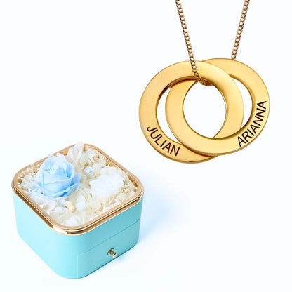 Eternal Happiness Box & Russian Rings Personalized Necklace