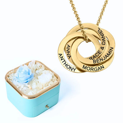 Eternal Happiness Box & Russian Rings Personalized Necklace