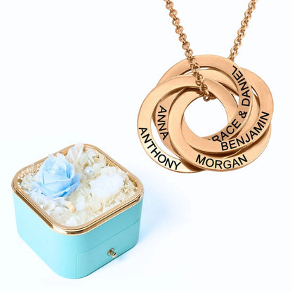 Eternal Happiness Box & Russian Rings Personalized Necklace