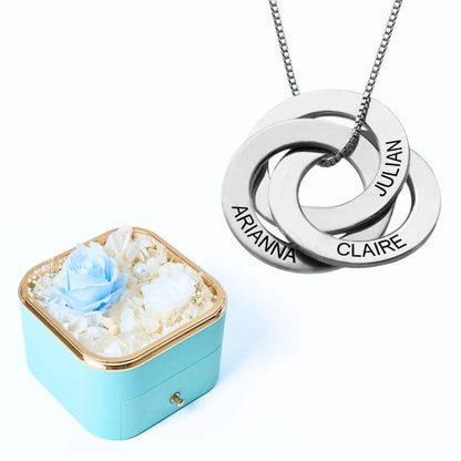 Eternal Happiness Box & Russian Rings Personalized Necklace