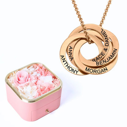 Eternal Happiness Box & Russian Rings Personalized Necklace