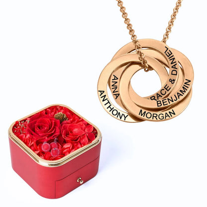 Eternal Happiness Box & Russian Rings Personalized Necklace