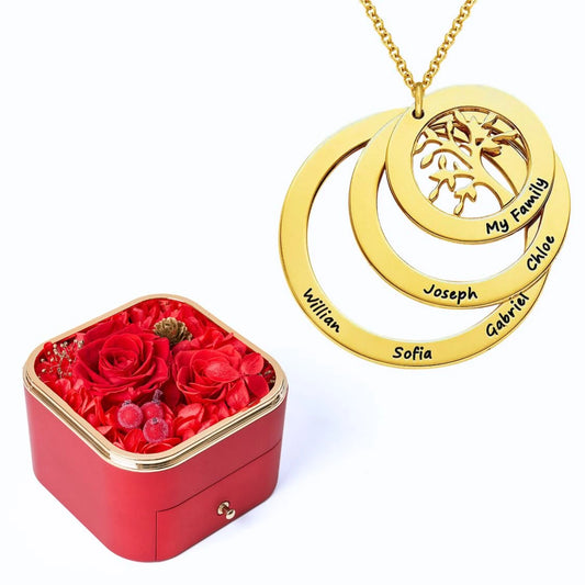 Caja Felicidad Eterna y Collar Personalizado Árbol de la Vida
