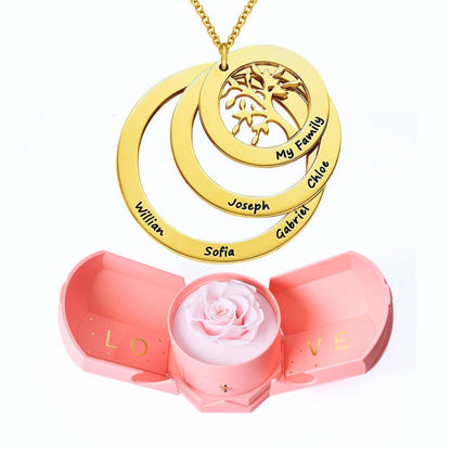 Ewige Harmonie Box & Lebensbaum Personalisierte Halskette