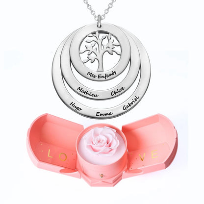 Ewige Harmonie Box & Lebensbaum Personalisierte Halskette