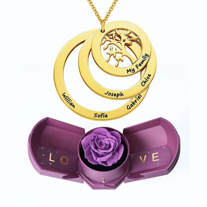 Ewige Harmonie Box & Lebensbaum Personalisierte Halskette