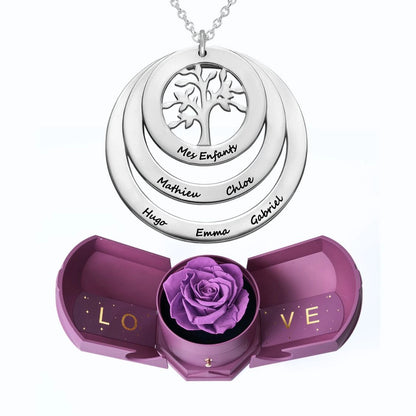 Ewige Harmonie Box & Lebensbaum Personalisierte Halskette