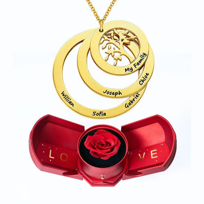 Ewige Harmonie Box & Lebensbaum Personalisierte Halskette