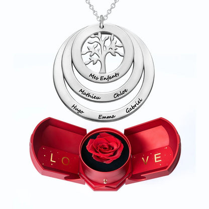 Ewige Harmonie Box & Lebensbaum Personalisierte Halskette