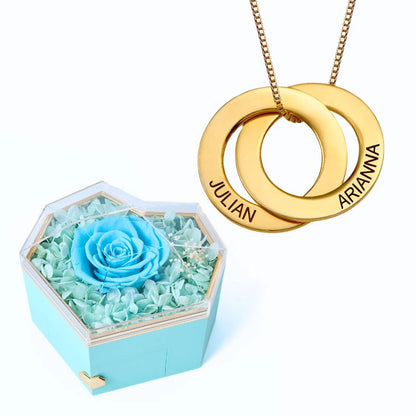 Eternal Heart Box & Russian Rings Personalized Necklace