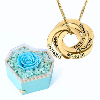 Eternal Heart Box & Russian Rings Personalized Necklace