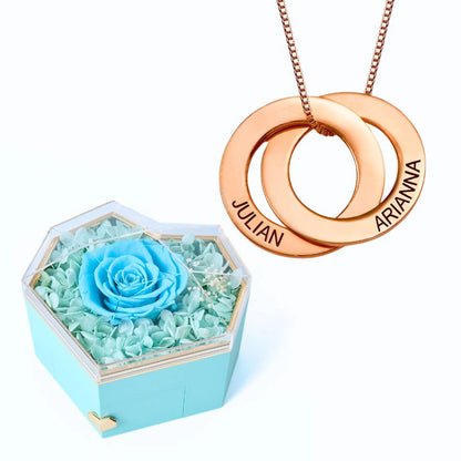 Eternal Heart Box & Russian Rings Personalized Necklace