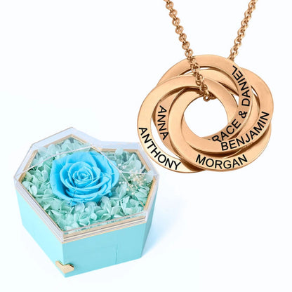 Eternal Heart Box & Russian Rings Personalized Necklace