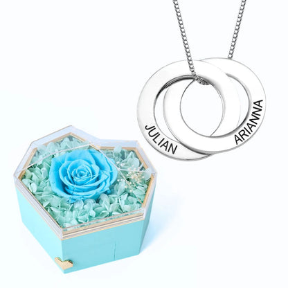 Eternal Heart Box & Russian Rings Personalized Necklace