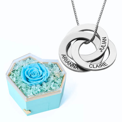 Eternal Heart Box & Russian Rings Personalized Necklace
