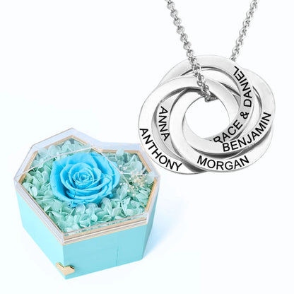 Eternal Heart Box & Russian Rings Personalized Necklace