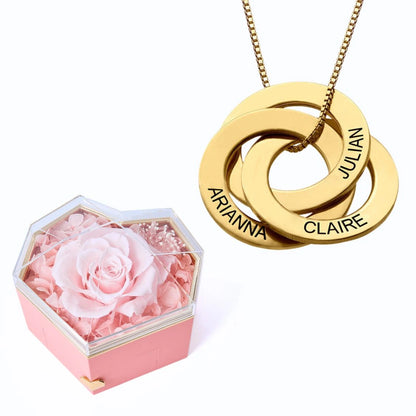 Eternal Heart Box & Russian Rings Personalized Necklace
