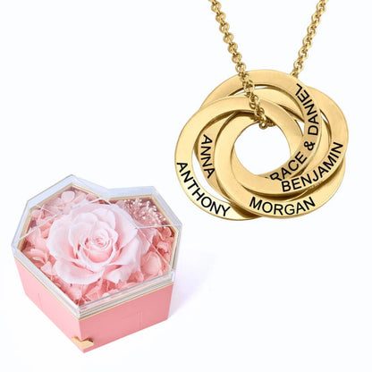 Eternal Heart Box & Russian Rings Personalized Necklace