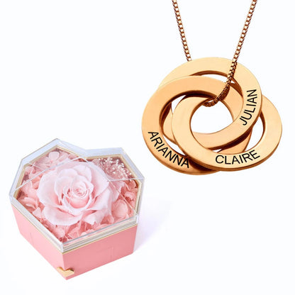 Eternal Heart Box & Russian Rings Personalized Necklace