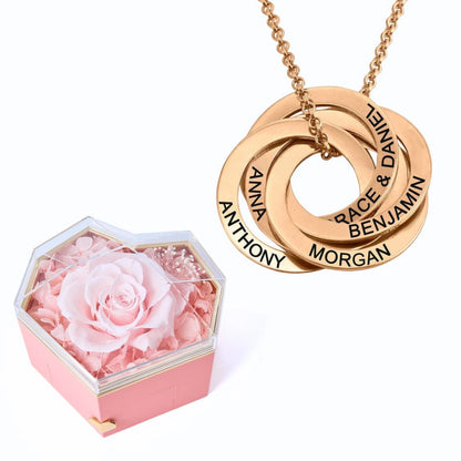 Eternal Heart Box & Russian Rings Personalized Necklace