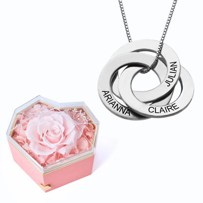 Eternal Heart Box & Russian Rings Personalized Necklace