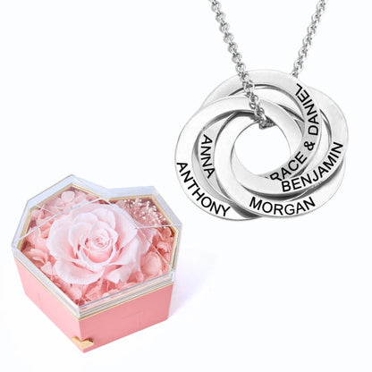 Eternal Heart Box & Russian Rings Personalized Necklace